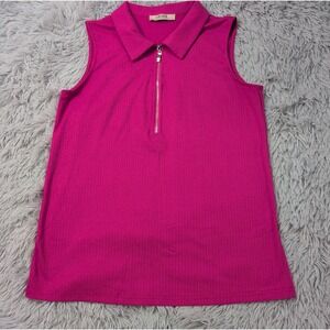 Vivilli Shirt Womens S Pink Top Blouse Sleeveless Preppy Athletic Stretch